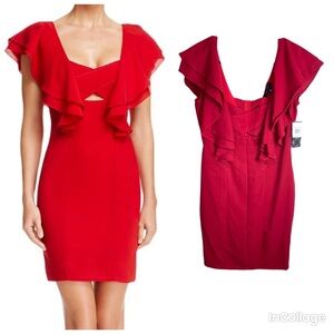 NWT Aqua Burgundy Mini Bodycon Dress Butterfly Sleeves Cut Out detail size S